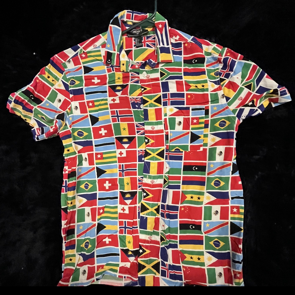 Multicolor Flag Print Men's Shirt